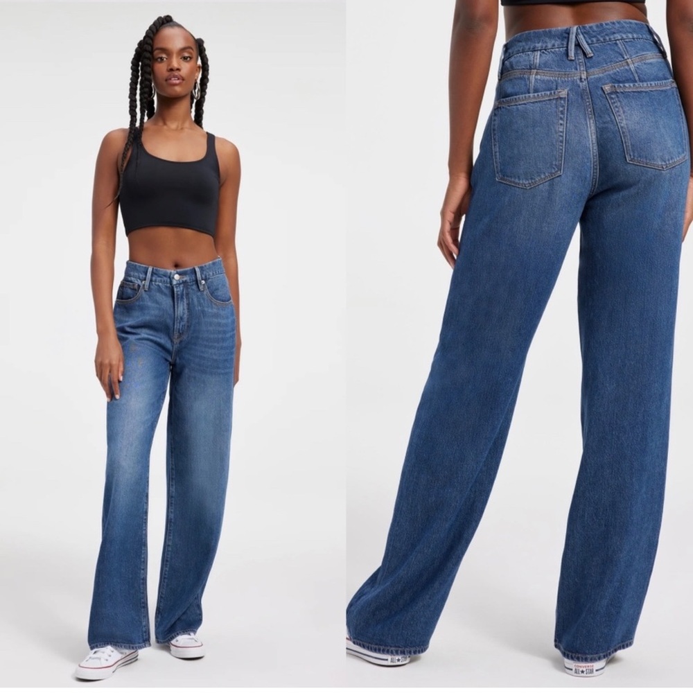 NEW Good American Good 90s Weightless Jeans in Indigo395 size 18